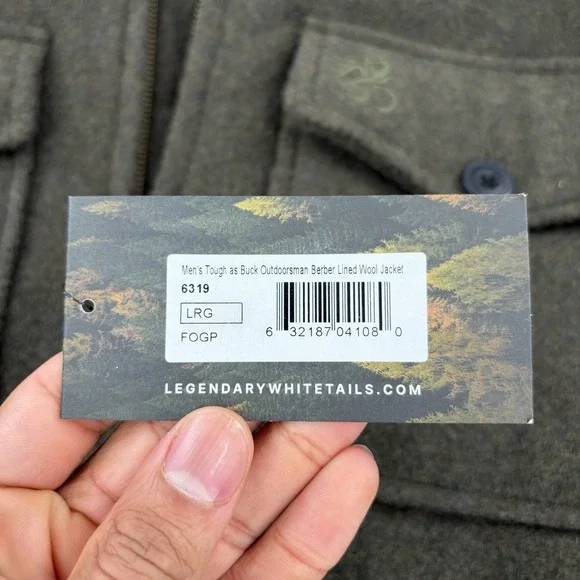 Legendary Whitetail Buck Outdoorsman Berber Lined Wool Jacket Men's L Hunting
